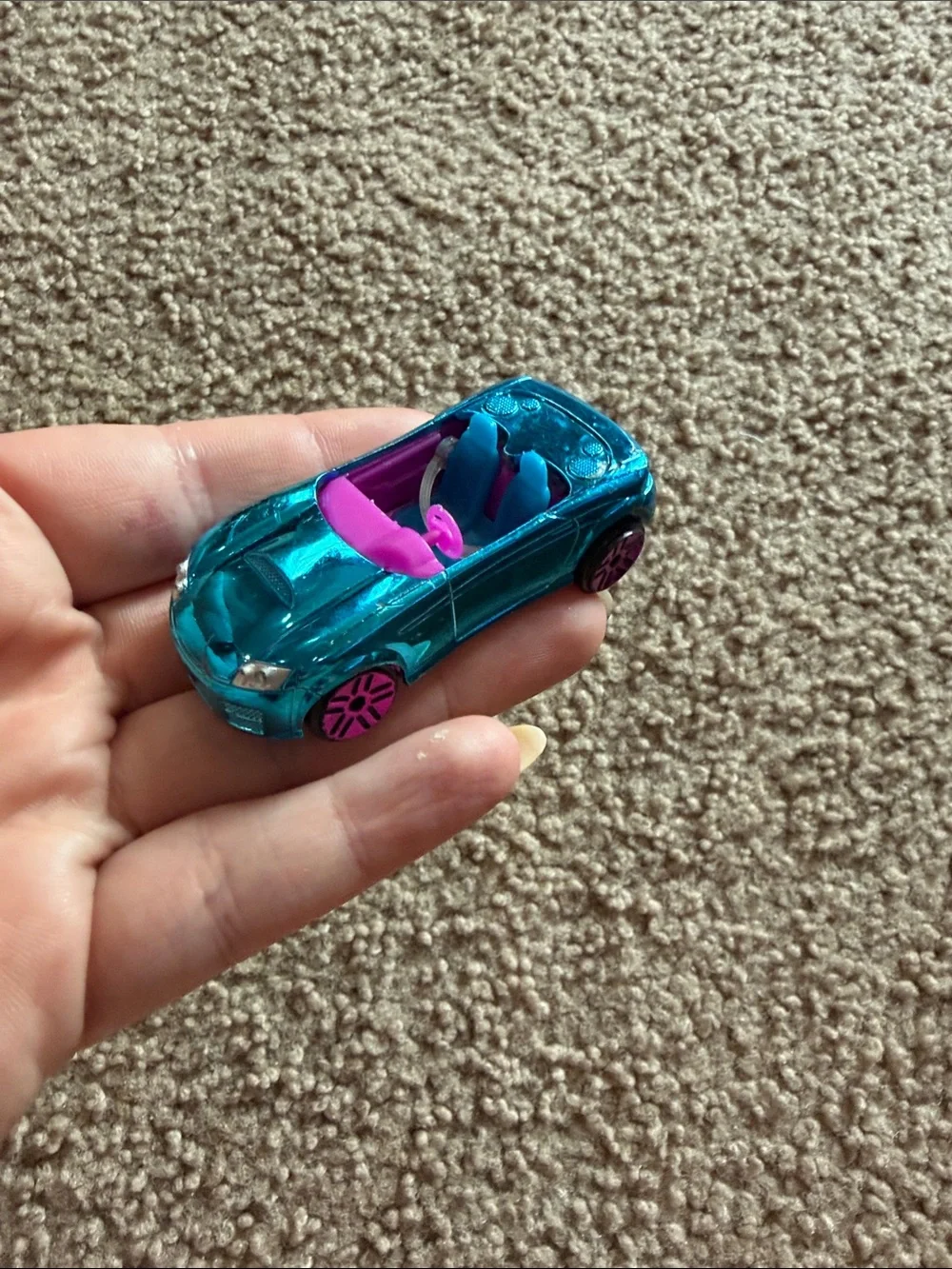 Selby Teal Convertible Toy Car with Pink Accents